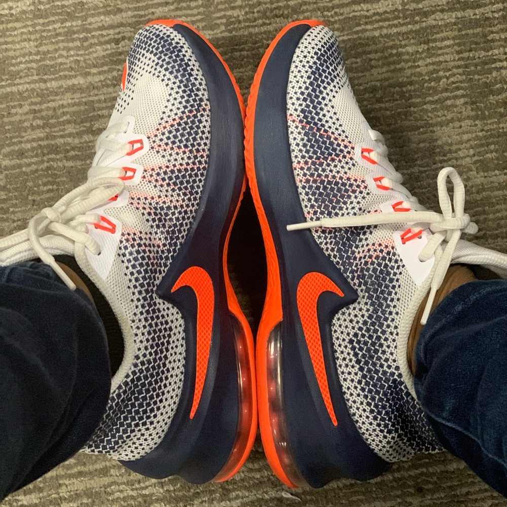 Orange, blue and white Nike
